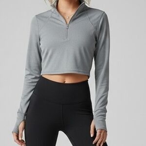 LA Image Sage Ribbed Cropped 1/4 Zip Long Sleeve